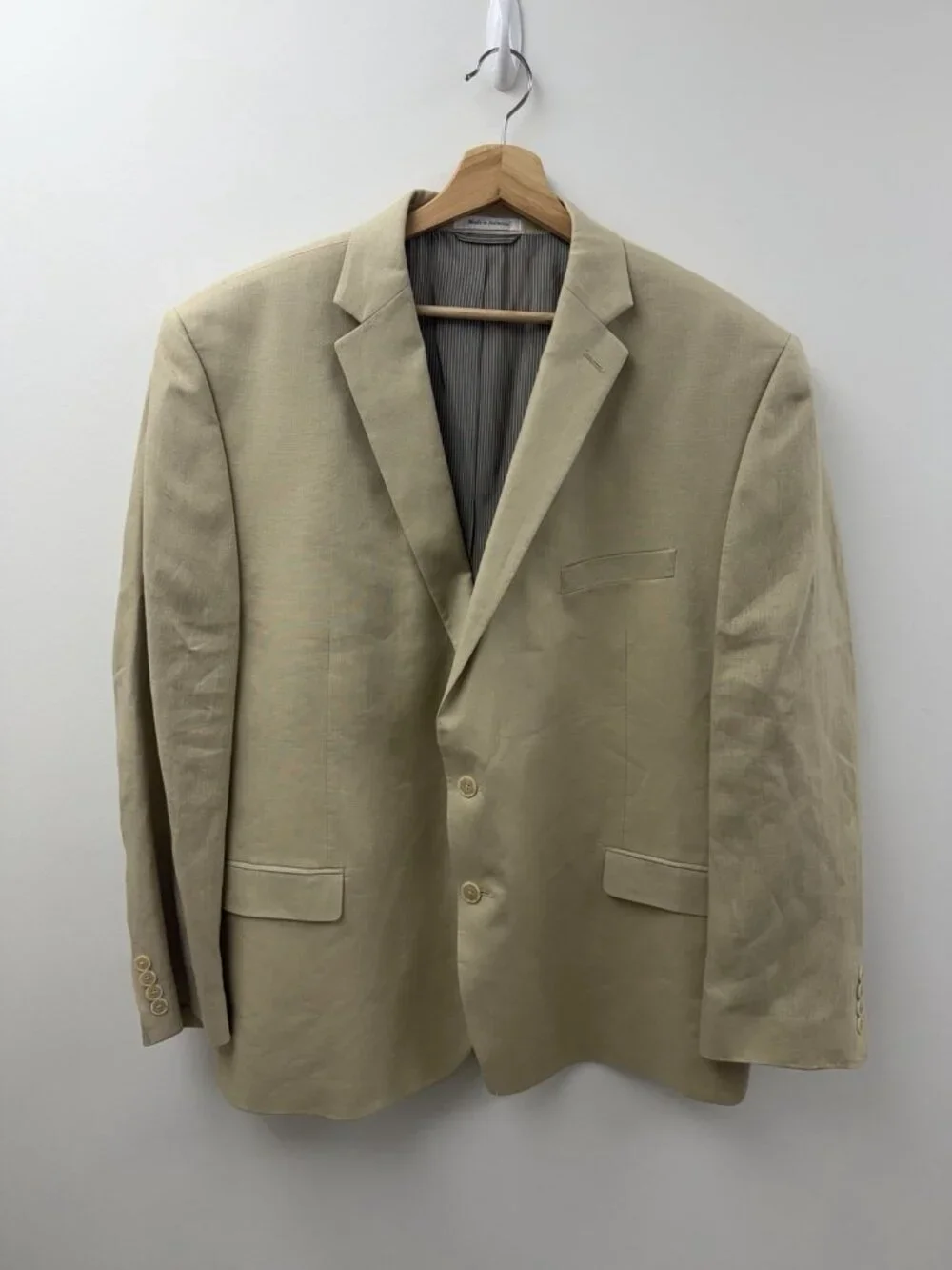 Calvin Klein Mens Sz 50R Beige 100% Linen Blazer 2 Button Dual Vent Great Look - Picture 13 of 13